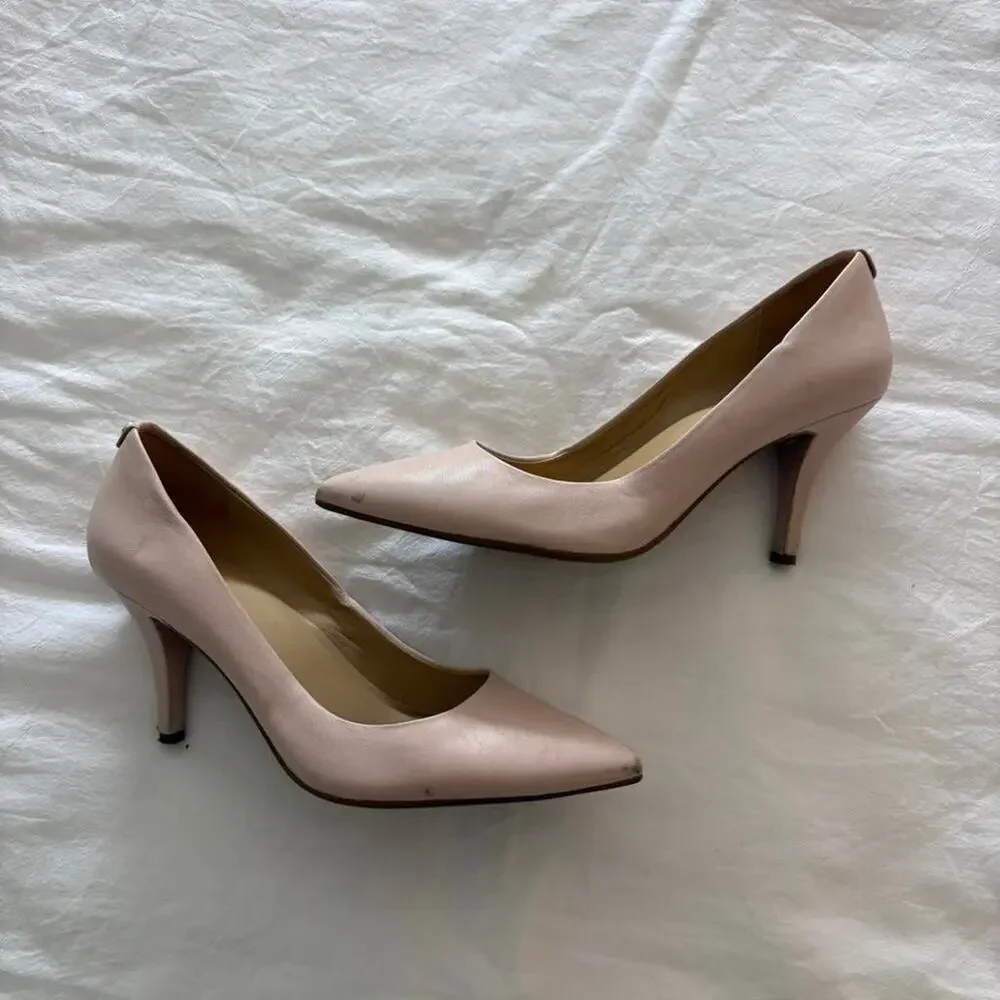 Michael Kors Blush Pink Pebbled Leather Pointed Toe Pumps 10M